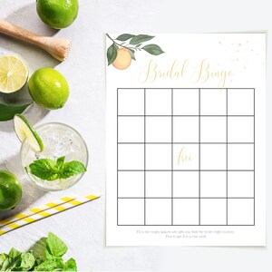 She Found Her Main Squeeze Bridal Bingo | Printable Citrus-Themed Bridal Shower Game | Editable Downloadable Template