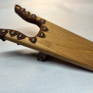 Handmade Oak Boot Jack with Leather: Texas Crafted Gift