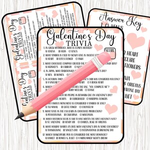 Druckbares Galentines Day Trivia Spiel, Damen Nacht Spiele, Galentines Day Partyspiel, Valentinstag Trivia Spiel,, Valentinstag Trivia Quiz