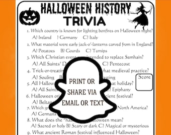 Halloween History Trivia Game, Adult Halloween Game, Halloween Trivia Adults,Halloween Party Game,Halloween Trivia Game,Halloween Game Night