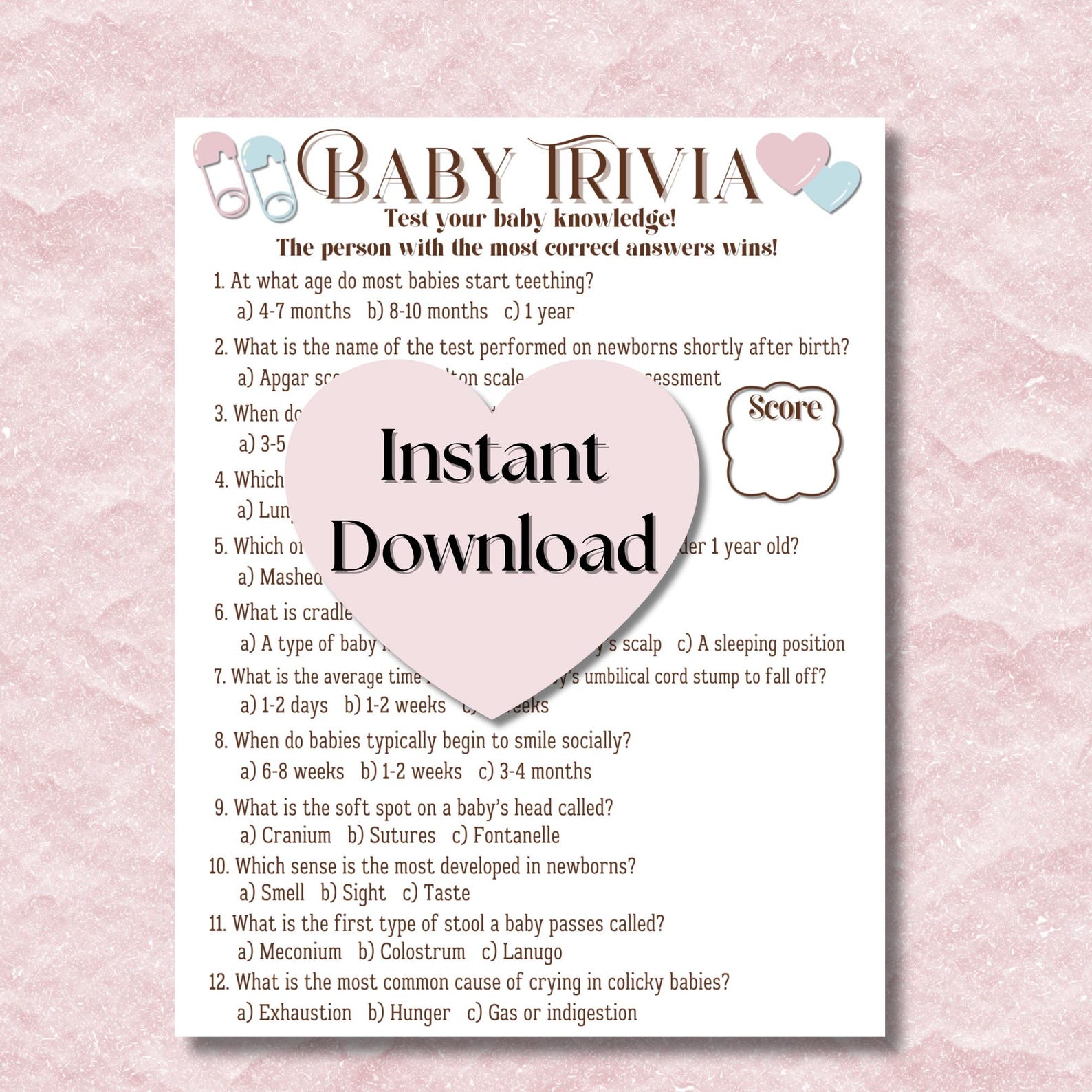 Baby Shower Trivia Game Baby Shower Games Trivia Questions Baby
