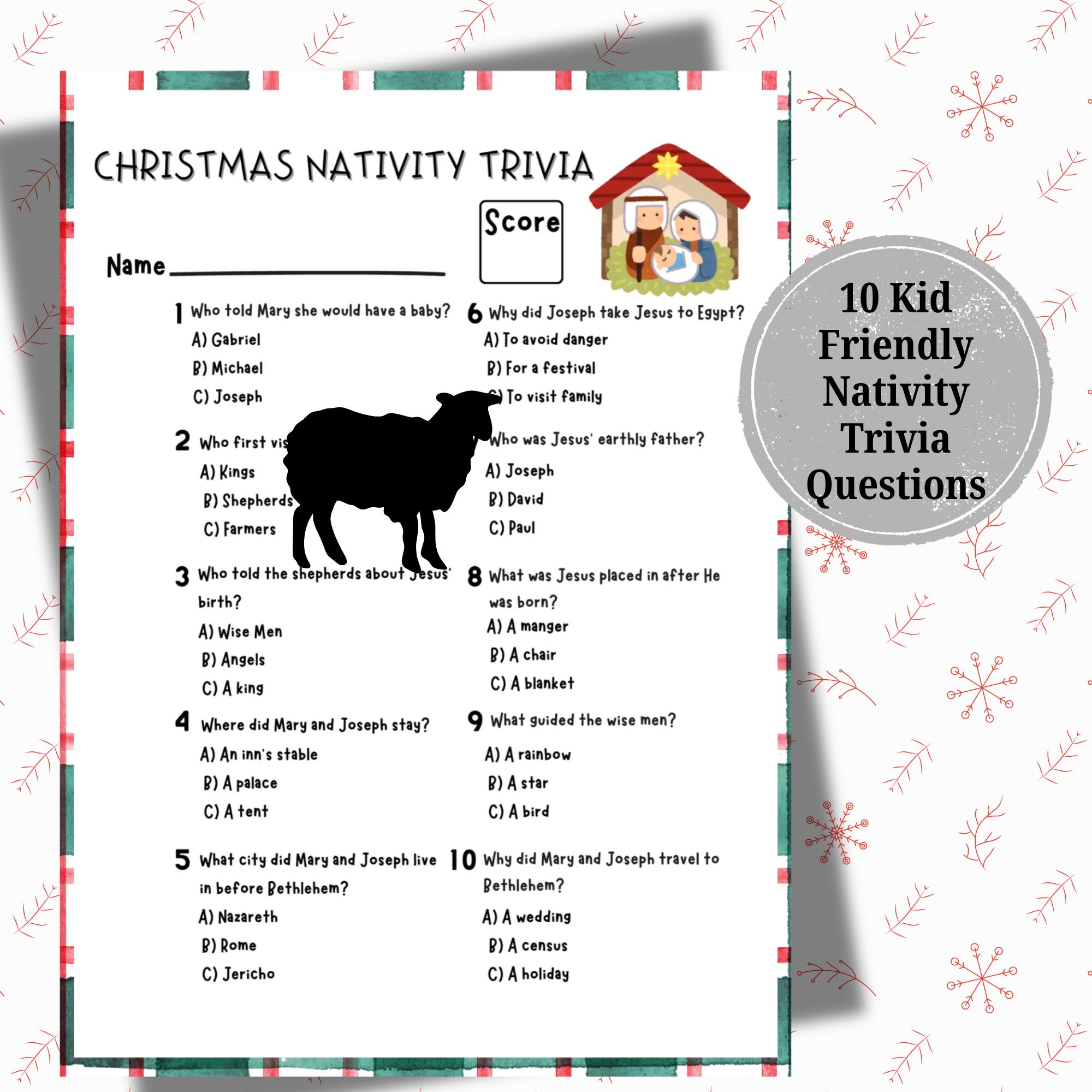 Christmas Nativity Trivia Game for Kids, Printable Christmas Games, Fun ...