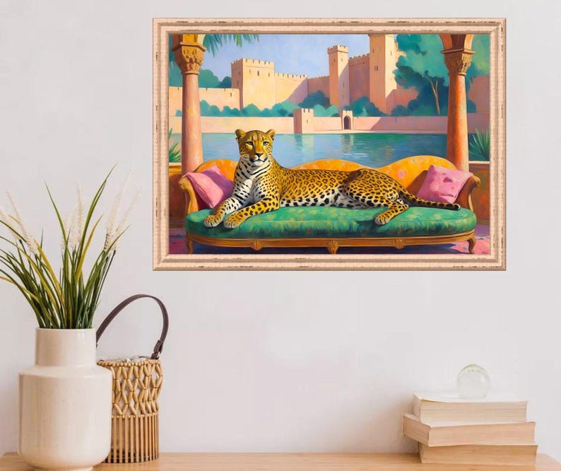 Tiger Poster, Art Print, Asian Mughal Maximalist Decor, Livingroom