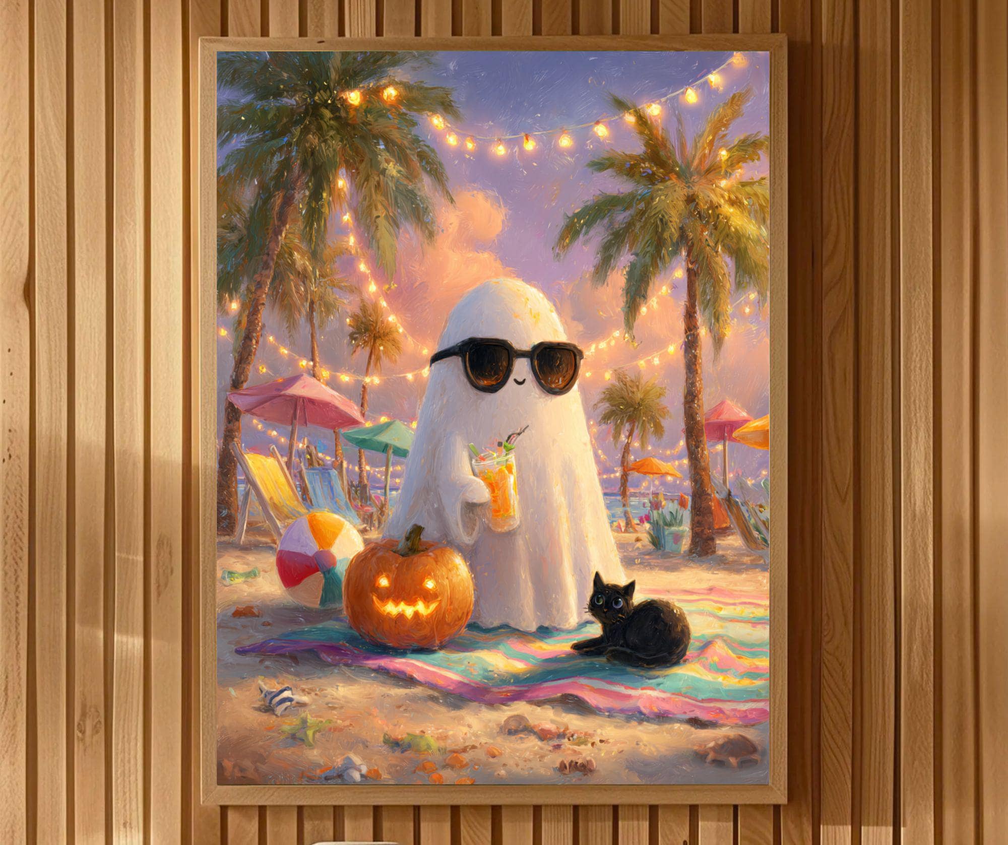 Ghost Summerween Poster, Summerween Halloween Wall Art, Whimsigoth ...