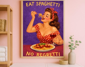 Retro Pasta Art Print: 50s Kitchen, Italian Food Poster
