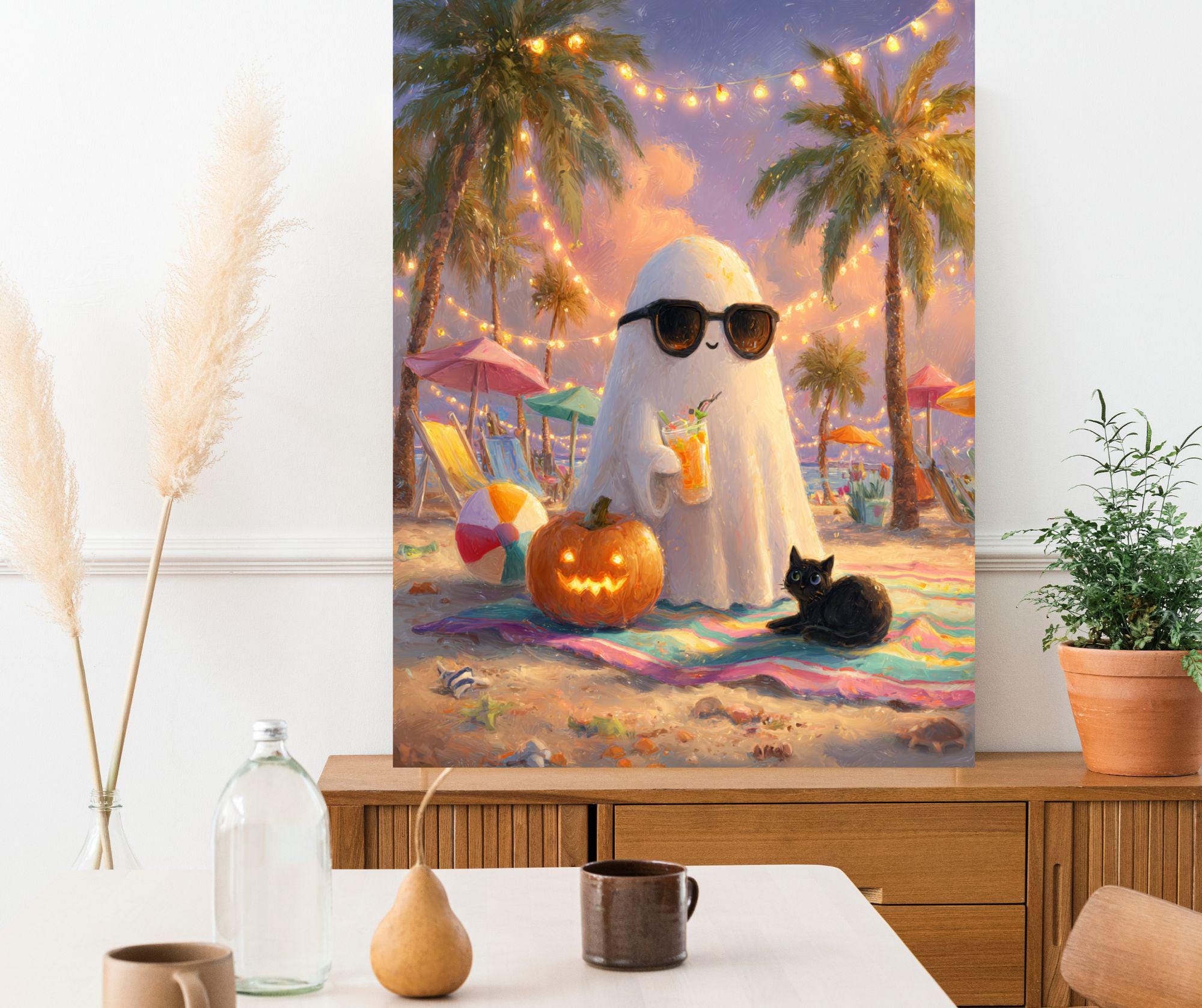 Summerween Pic Ghost Summerween Poster, Summerween Halloween Wall Art, Whimsigoth ...