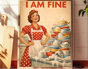Funny 50s Kitchen Print, Retro Housewife Art (Digital Download)