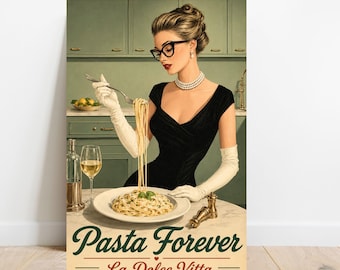 Retro Pasta Art Print: 50s Kitchen, Italian Food Poster