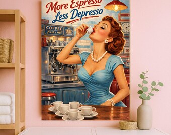 Retro Coffee Print: Funny Housewife Art, Vintage Kitchen Decor