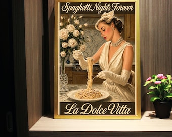Retro Pasta Art Print: 50s Kitchen, Italian Food Poster