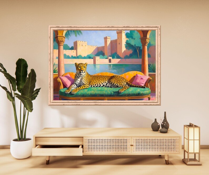 Tiger Poster, Art Print, Asian Mughal Maximalist Decor, Livingroom