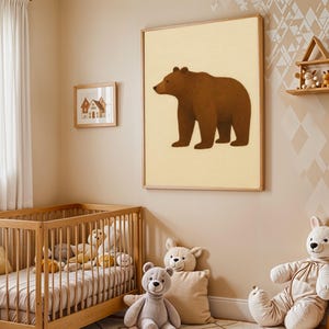 Nursery Bear Wall Art, Kids Room Print, Cute Bear Printable, Beige Bear Poster, Woodland Nursery Decor, Forest Animal Baby Room Poster