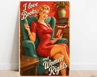 vintage housewife reading book nook print Gift For Bookworms
