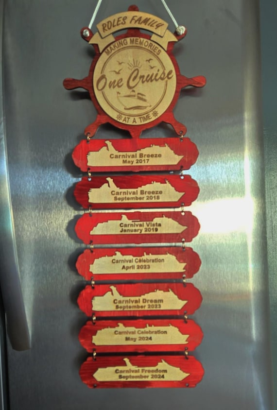 Personalized Cruise History Sign, Inlayed Ship Tracker, Cruise Door Magnet
