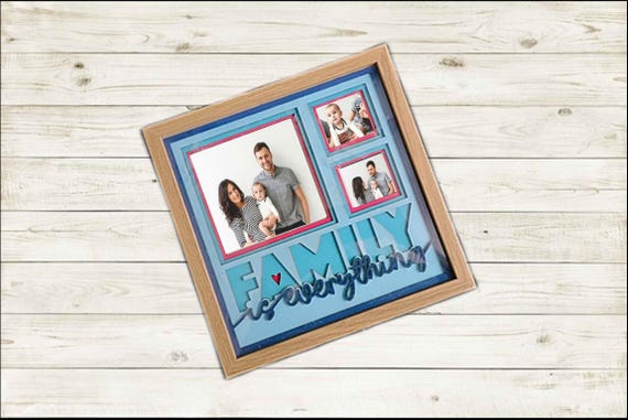 Personalized Family Picture Frame - Layered Keepsake, Blue Decor