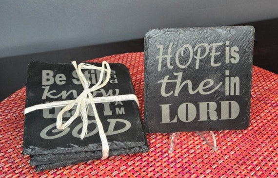 Inspirational Slate Coaster Set, Handmade Anniversary Gift