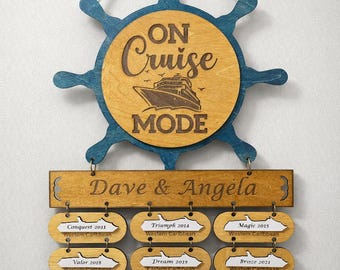 Personalized Cruise Door Decorations, Custom Cruise History Tracker, Ship Wheel Sign
