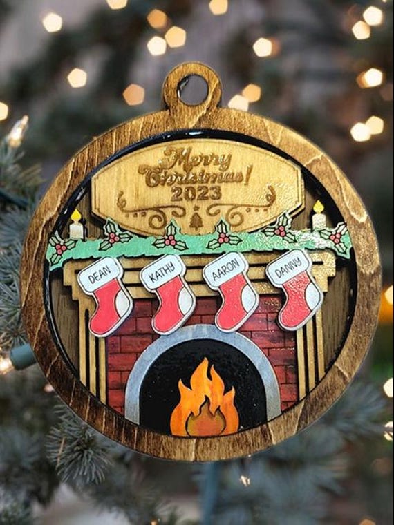 Customizable personal Christmas tree stocking ornament