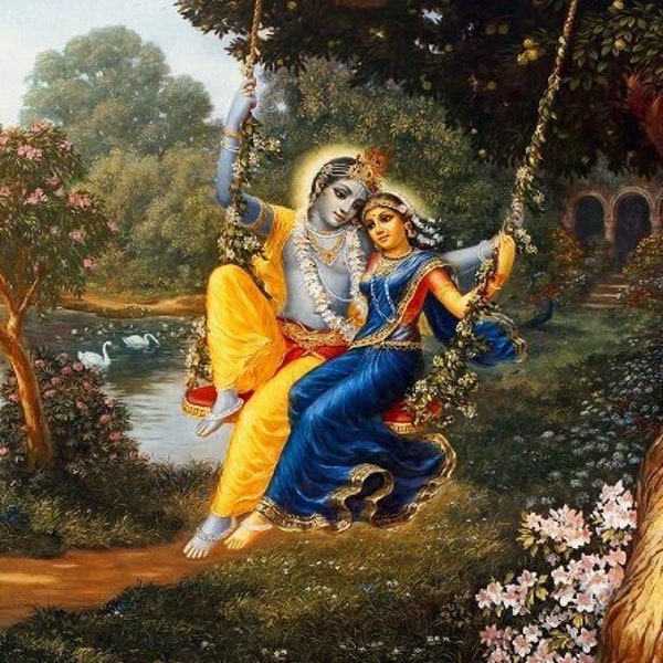 Sri Radha Krishna in Vrindhan Forest wall photo_high resolution (Digital only)