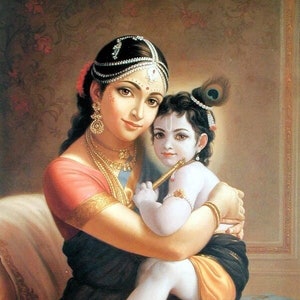 Baby Krishna mit Mutter Yashoda Wandfoto_hohe Auflösung (nur Digital)