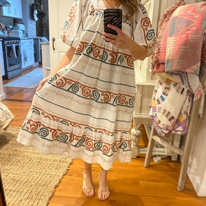 billowy bohemian dress Wild Peacock & Flowers V-Neck Maxi Dress