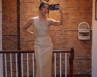 VTG 90s Bari Jay Gold Metallic Gown - Etsy
