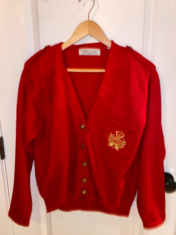 Preppy Red Lady Di style Embroidered Red Karin Sc… - image 3