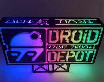 Droid Depot Sign / Light - Star Wars Galaxy's Edge Inspired