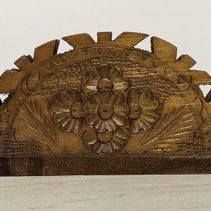 Vintage Carved Wooden Napkin Holder, Letter Holder, Boho Mail Organizer