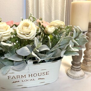 Ranunculus Floral Arrangement, Farmhouse Floral Arrangement, Floral Home Decor, Floral Arrangement, Pink and White Floral Arrangement