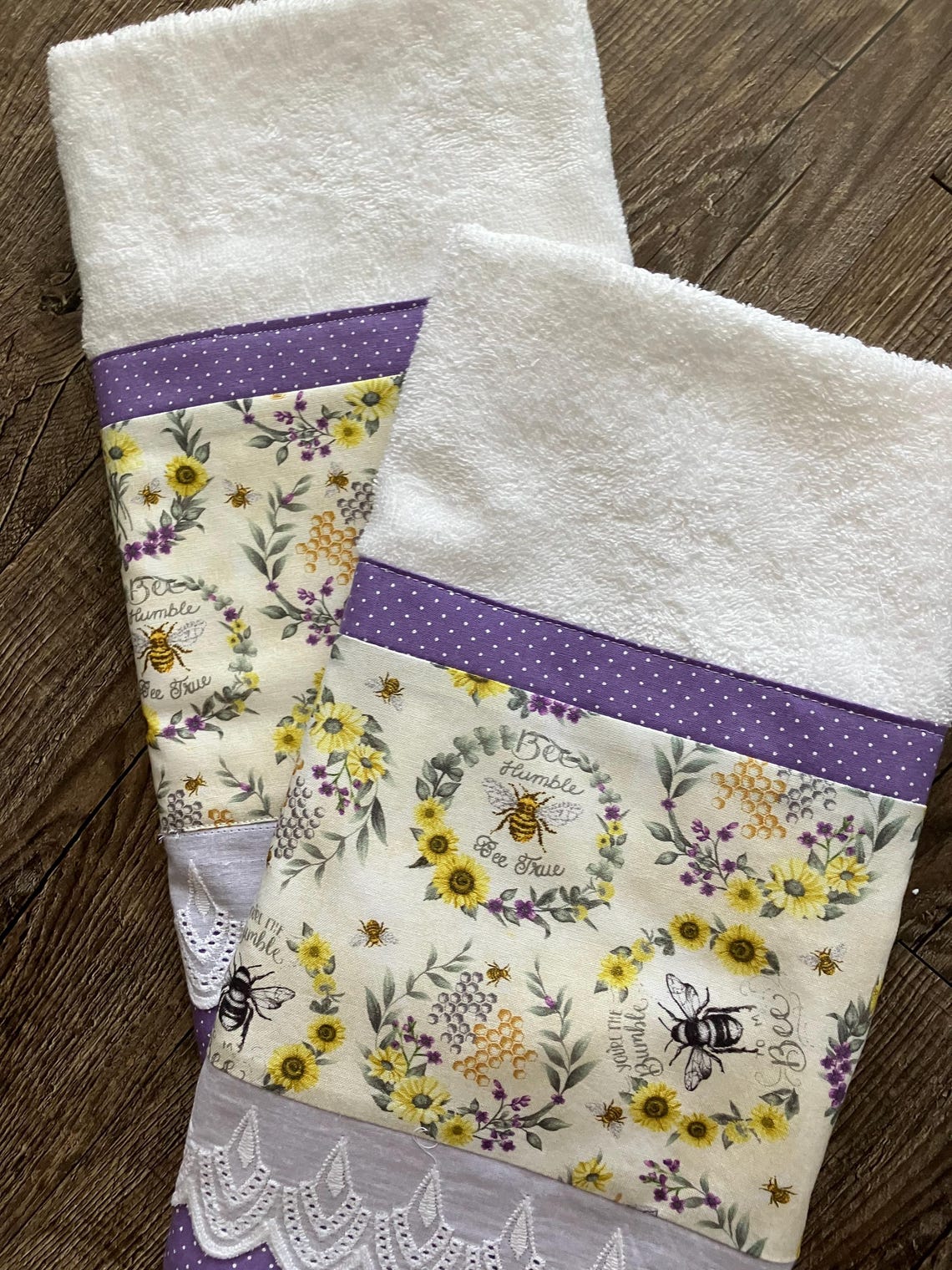 Handmade Spring Kitchen Towel: Daisy, Bee, and Polka Dot Decor - Etsy