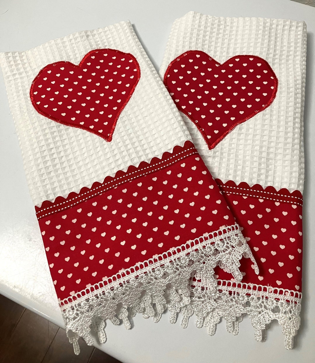 Valentine's Tea Towel, Heart Dish Towel, Valentine's Day Hand Towel