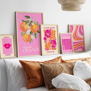 Matisse print set Pink and Orange wall art Flower market Preppy room decor Pink bedroom decor Aesthetic Print BOHO girls bedroom decor