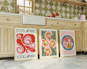 Kitchen Prints Set | Boho Food Art Posters (Digital Download)