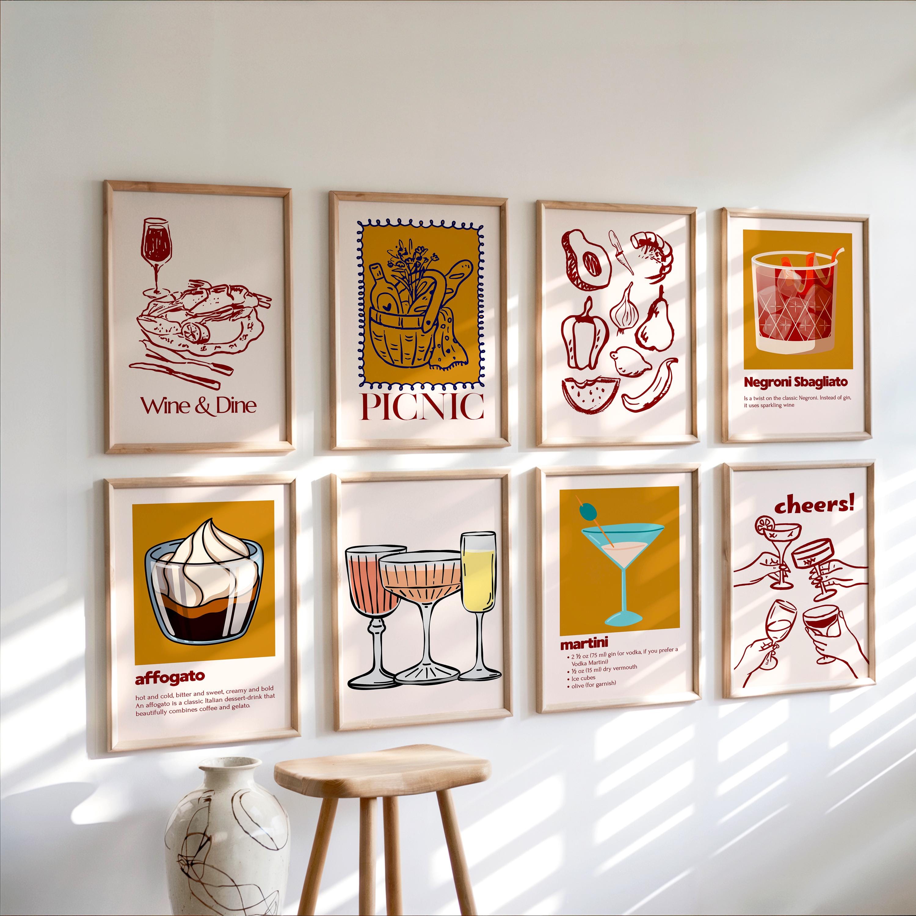mega retro kitchen gallery wall art set of 90,... Eclectic Kitchen Gallery Wall Art Set: 15 Maximalist Prints (digital ...