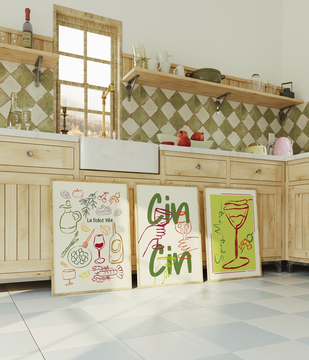 kitchen print set of 300+ prints kitchen wall art... Retro Kitchen Print Set, Hand Drawn Wall Art (digital Download) - Etsy