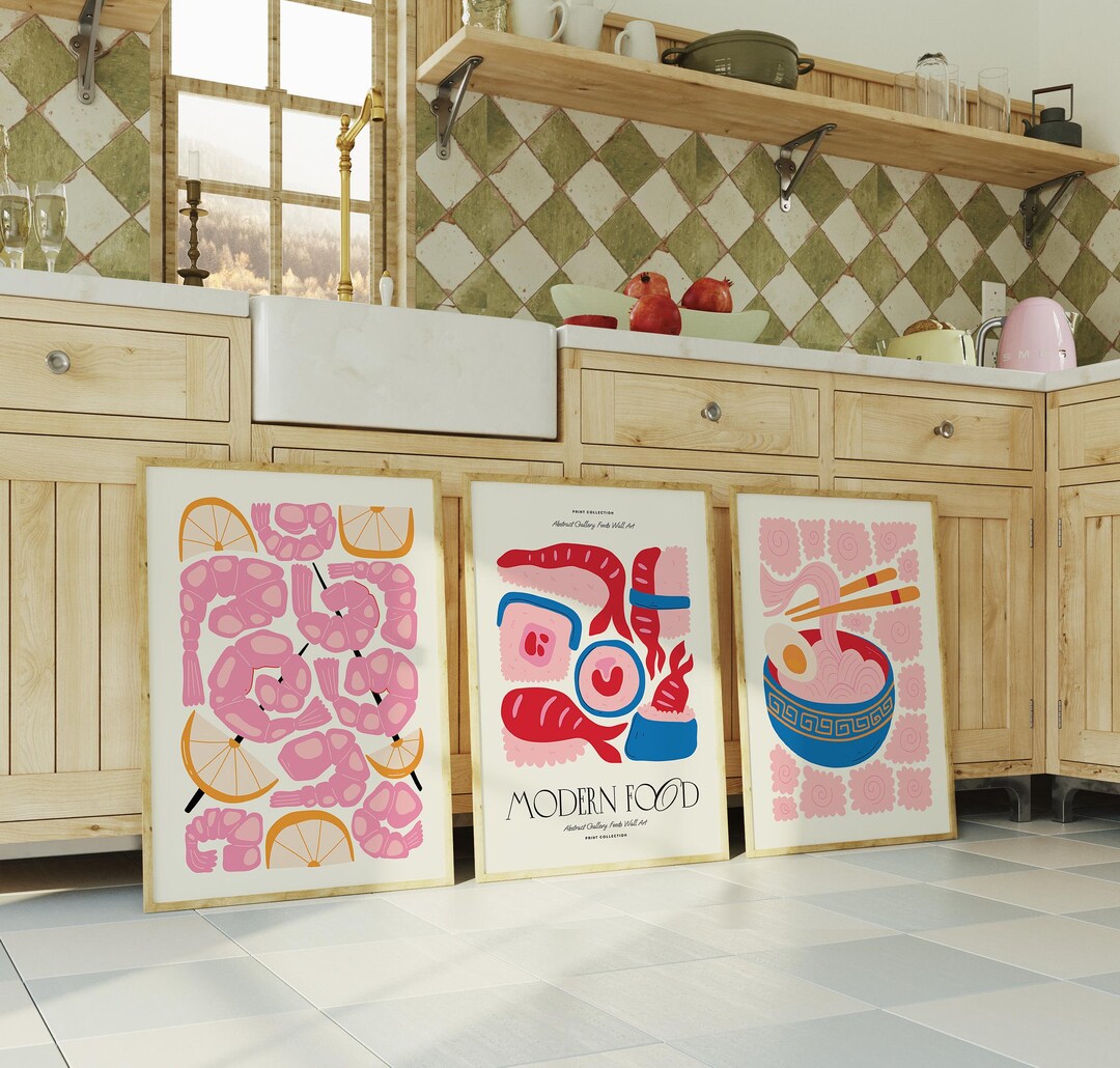 Kitchen Food Prints: Trendy Gallery Wall Art Set (digital Download) - Etsy