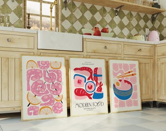 Kitchen Food Prints: Trendy Gallery Wall Art Set (Digital Download)