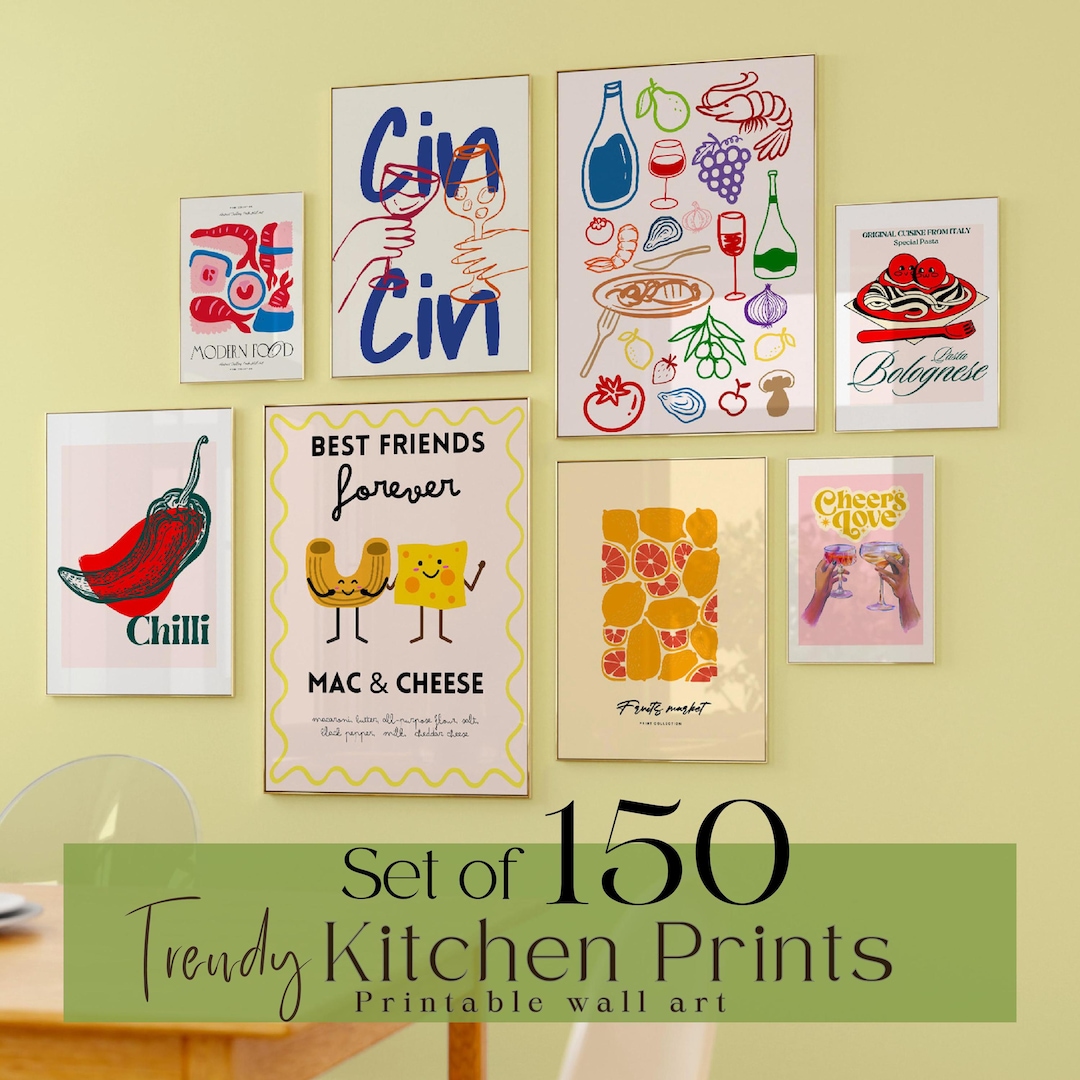 150 Kitchen Art Prints: Mega Bundle, Trendy Gallery Wall (digital ...