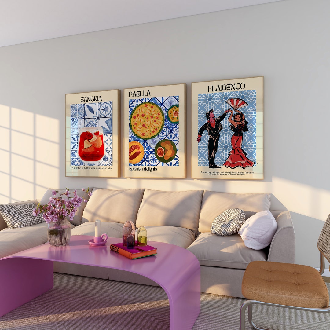 Colorful Prints Set of 3 Modern Kitchen Decor Trendy Wall Art Spanish ...