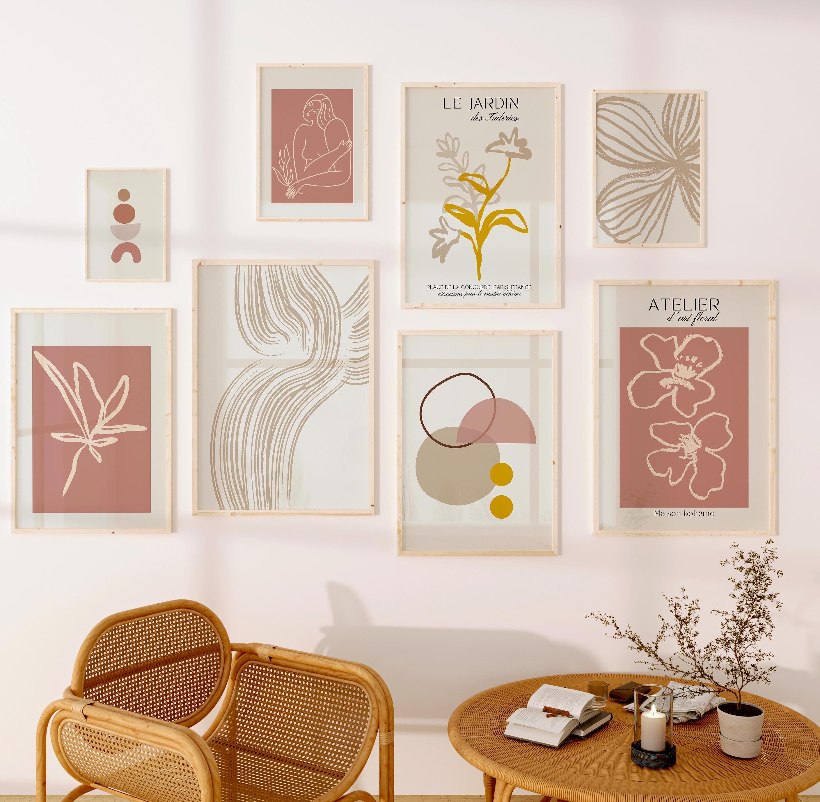 Neutral Botanical Print Set: Minimalist Flower Line Art (digital ...