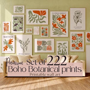 Mega Poster BUNDLE Boho Kunst Set Salbeigrün Moderne Botanische Drucke Moody Gallery Wall Prints Gebrannte Orange Druck Henri Matisse Blumendruck
