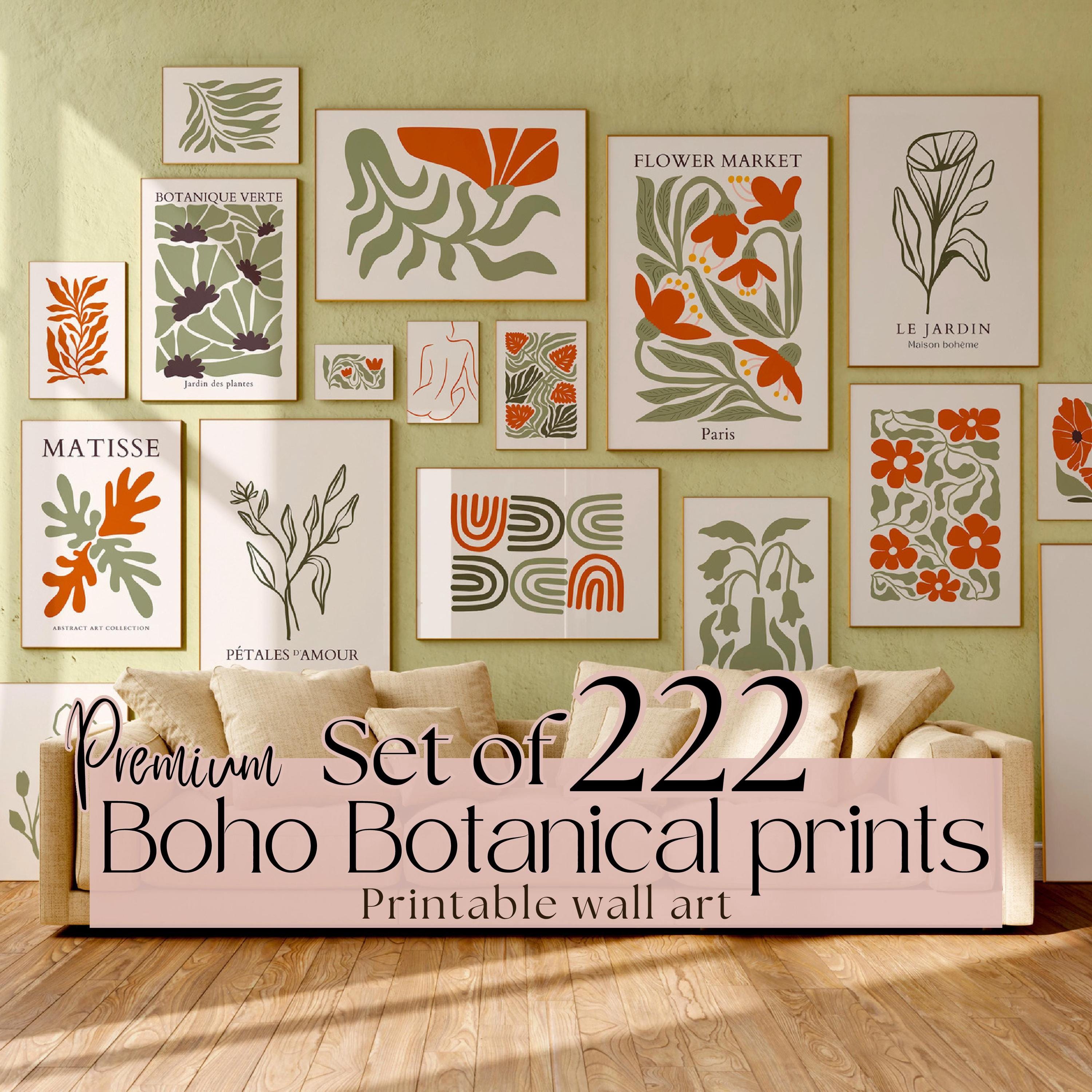 Boho Wall Art Set of 222, Botanical Prints, Sage Green Gallery Wall ...