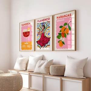 Modern kitchen decor Spanish home decor Folk art  Spanish Tile Prints for wall Food Art Print Eclectic gallery Apartment decor Flamenco
