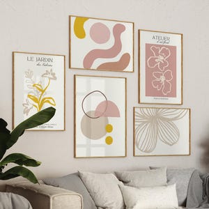 Boho poster set Prints for wall art Matisse poster Neutral Gallery Wall art set Aesthetic room decor Preppy dorm decor Pink matisse art