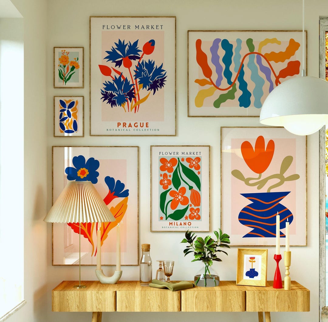 Boho Flower Market Print Set: Botanical Gallery Wall Art (digital ...