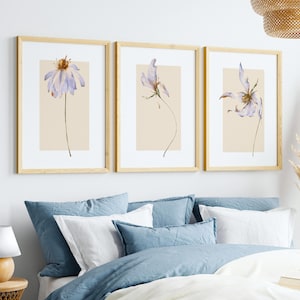 Floral Watercolor Print Set Of 3 Wildflower prints set Colorful Flower Artwork Watercolor Flower Gallery Wall Set Boho Botanical Wall Art