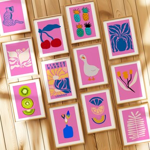 Trendy Gallery Wall Set Colorful Home Decor Preppy poster y2k room decor Dorm room decor Eclectic gallery set Maximalist wall art