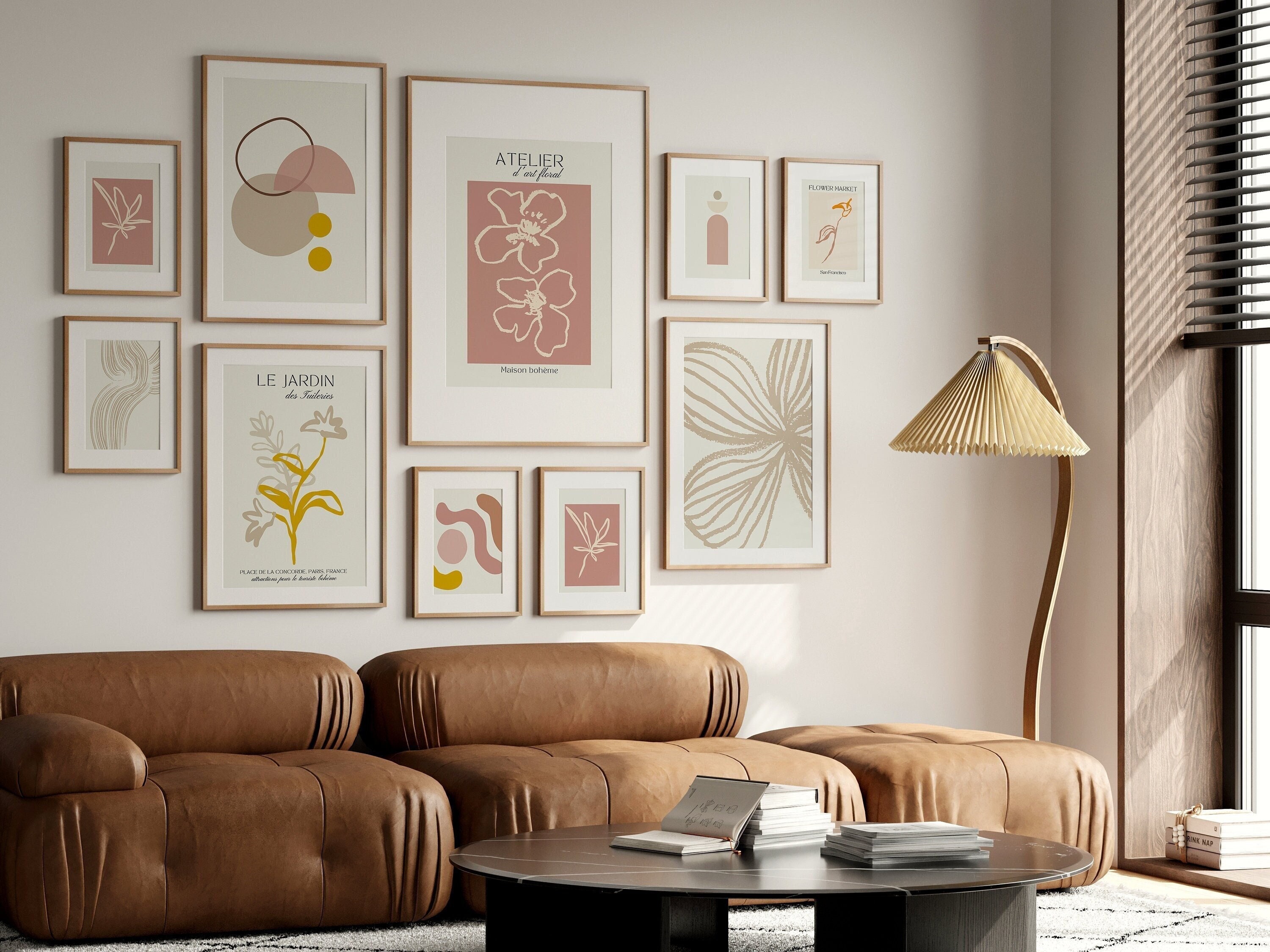 minimalist kitchen prints: line art botanical & still... Neutral Botanical Print Set: Minimalist Flower Line Art (digital ...
