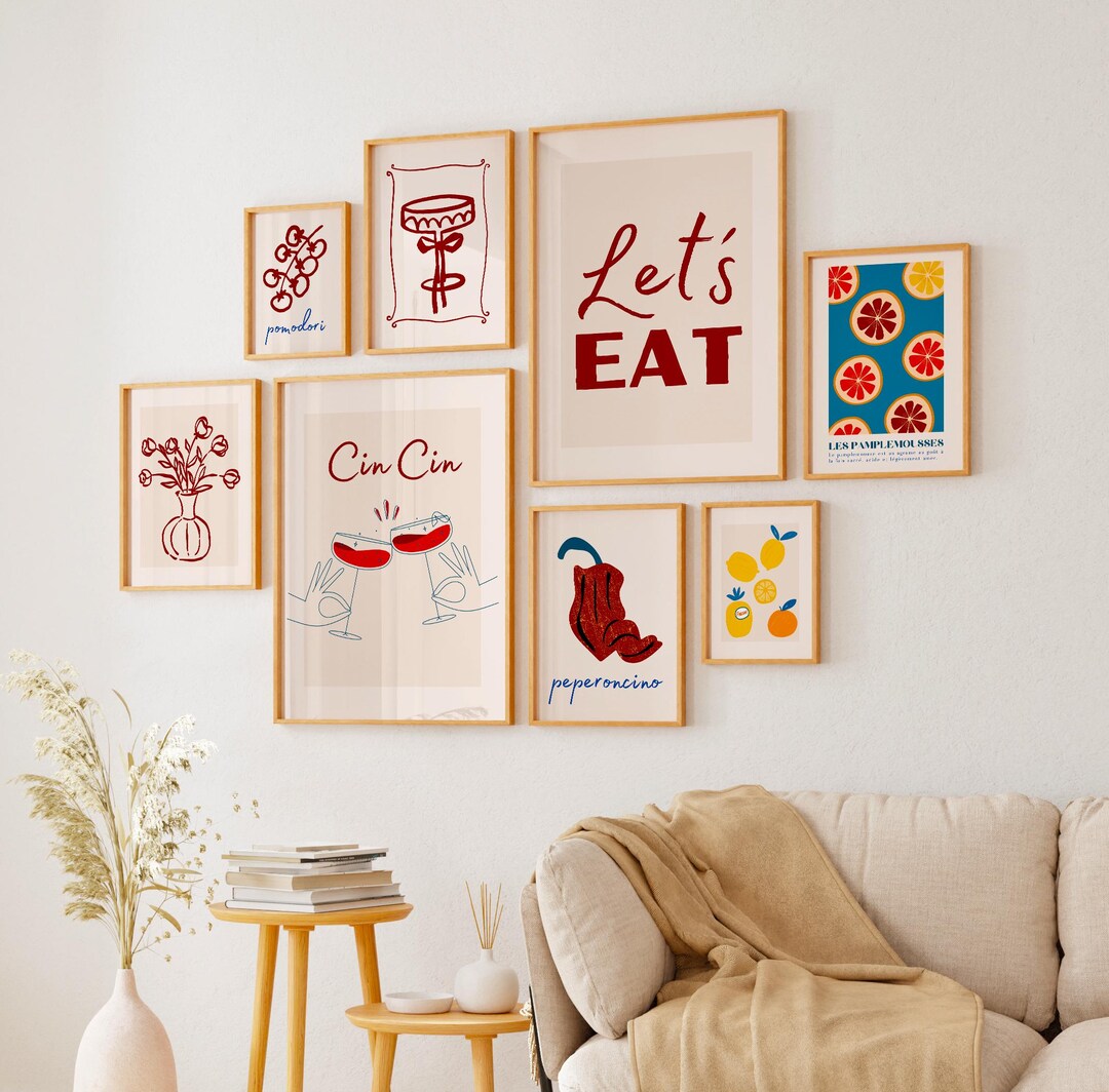 100+ kitchen art prints bundle, food & drink wall... Modern Kitchen Art Prints: Retro Food & Cocktail Posters (digital ...